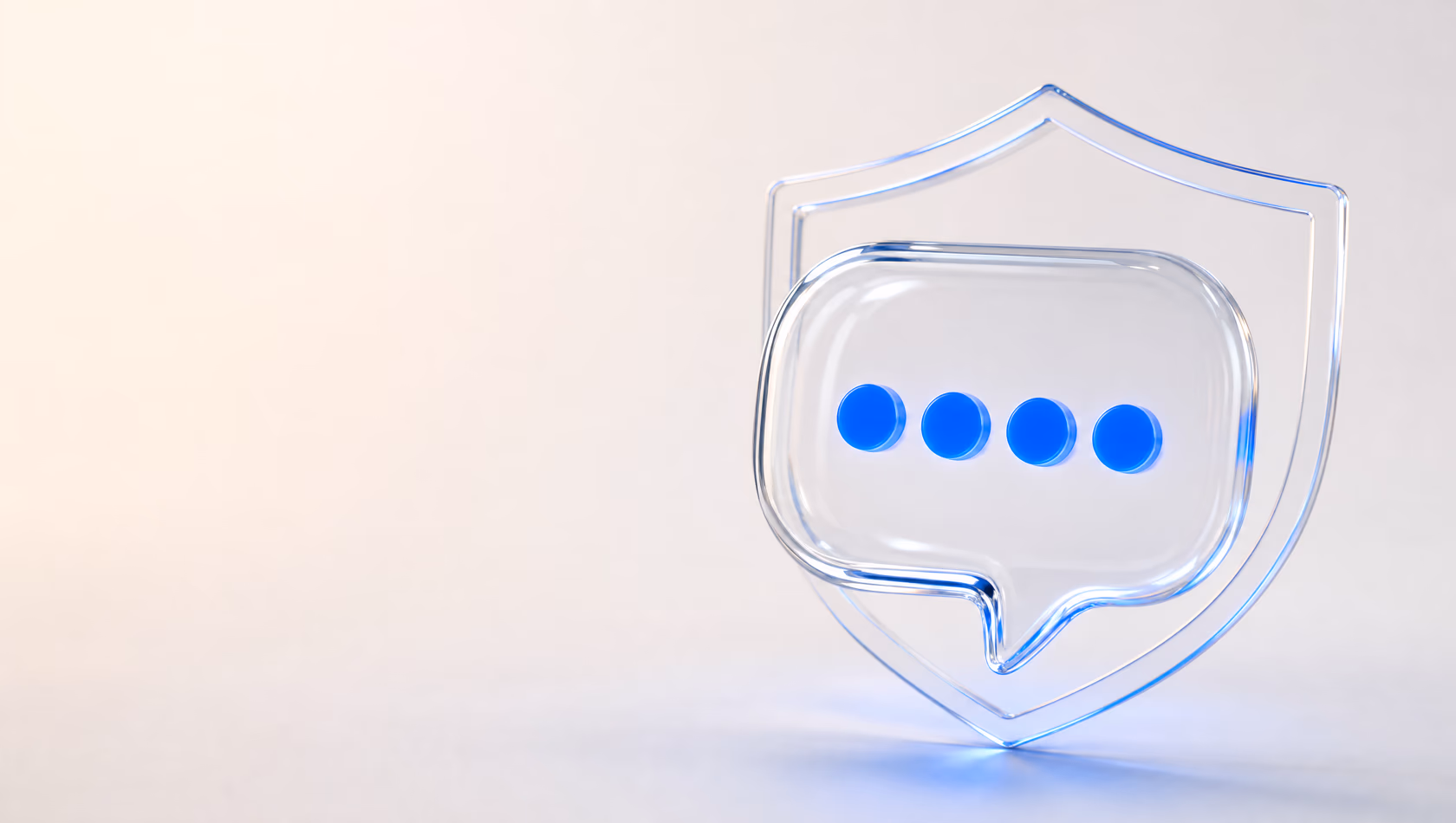 Glass-style 3D illustration of a shield containing a 4-digit code bubble — senderZ phone verification API